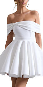 off shoulder satin short wedding dresses puffy homecoming dresses for teens bridal gown