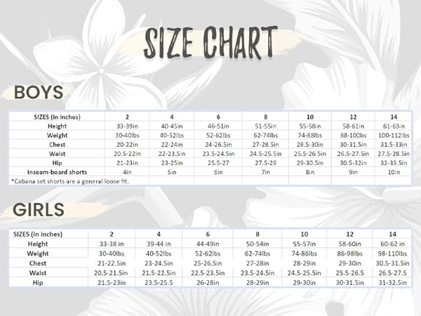 Boys &amp; Girls Size Chart