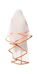 Orange Camo and Tulle Wedding Bridal Veil