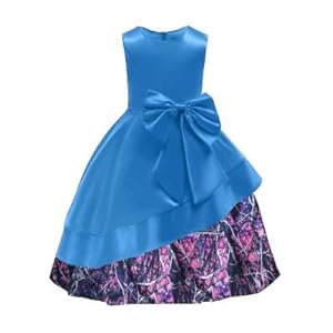 Muddy Girl Camo Flower Girl Pageant Dress with Bow