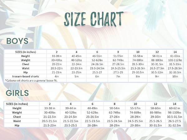 Boys &amp; Girls Size Chart