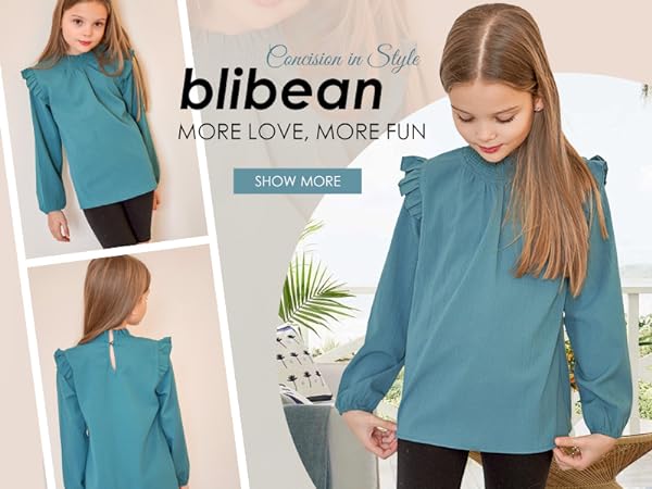 blibean big girl tween kid fall shirt tops blouse size 6 7 8 9 10 11 12 13 14 15 year