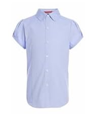 Girls Short Sleeve Pinpoint Oxford Collar Blouse