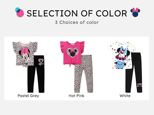 Disney Mickey and Friends Girls 2PCS Leopard Character Print Flutter-sleeve Tee and Pants Outfits