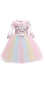 girls peach rainbow dress