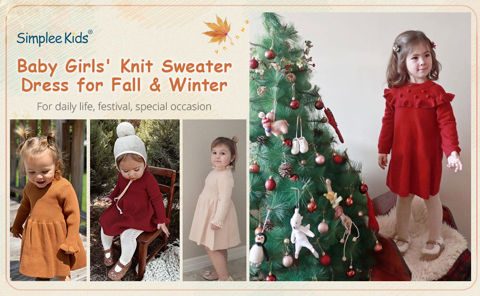 Simplee kids baby girls'' knit sweater dress for fall and winter