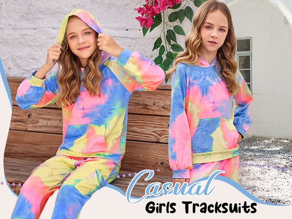 girls tie dye sweatsuits