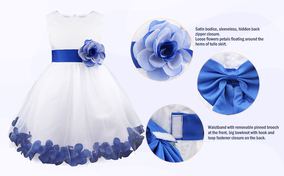 Kids Wedding Party Bowknot Petals Flower Girl Dress 