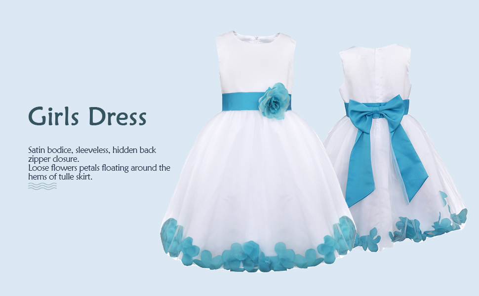 Kids Wedding Party Bowknot Petals Flower Girl Dress 