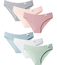 Kiench Teens Underwear Cotton Big Girls&amp;amp;#39; Hipster Panties Low Rise V Waist 6-Pack