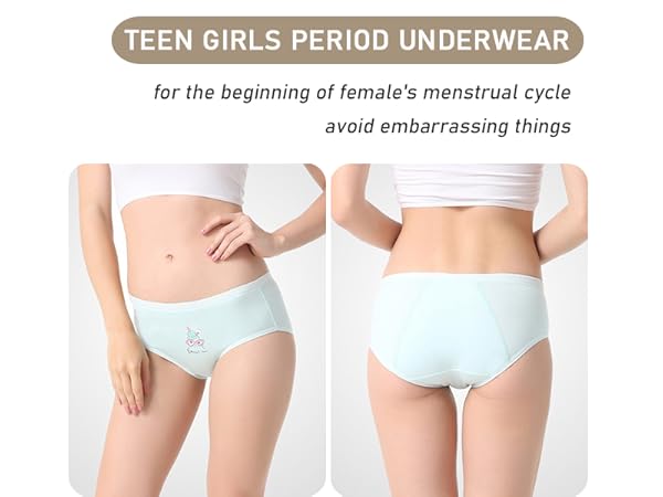 girls leak-proof underwear for teens size 10-12 14 16 years absorbent leak protection undies teens