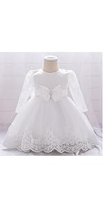 Long Sleeve Lace Bowknot Baby Gilr Flower Dress