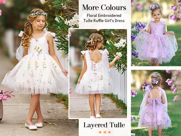 Girls Embroidery Flower Tutu Dress