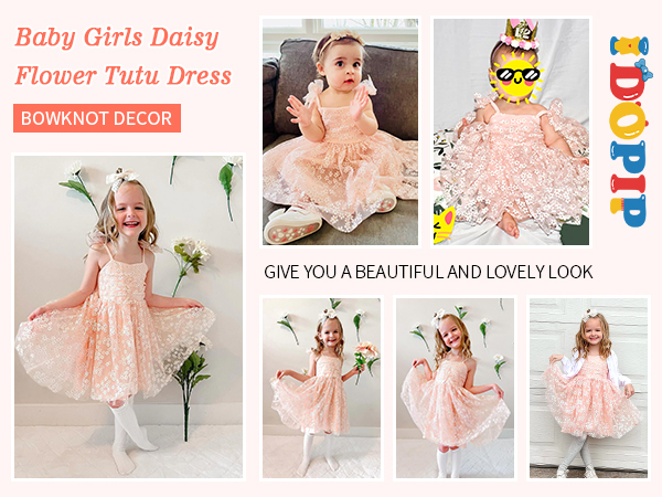 Baby Girls Summer Tutu Dress, Daisy Flower Tutu Dress, Little Princess Birthday Party Dress