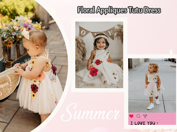 Baby Girls Embroidery Flower Tutu Dress Summer Sleeveless Birthday Party Dresses Tulle Bow Sundress