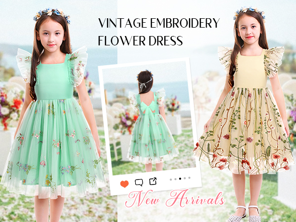 Embroidery Flower Girl Tutu Dress