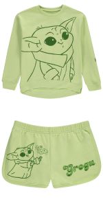 Girls Star Wars Baby Yoda Sweatshirt and Shorts Set