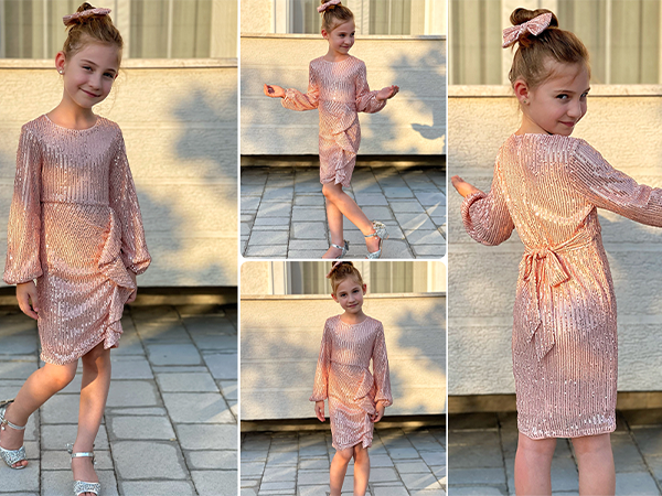 girls rose gold sequin dress