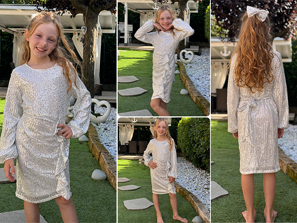 girls silver sequin dress