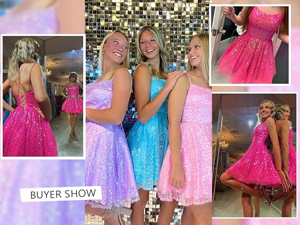 Sparkly Sequin Short Homecoming Dresses