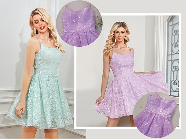 Sequin Homecoming Dresses Short Sparkly Prom Dresses for Teens