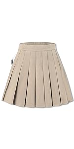 wool pleated skirt pockets High Elastic Waist Skirt A-line mini pleat