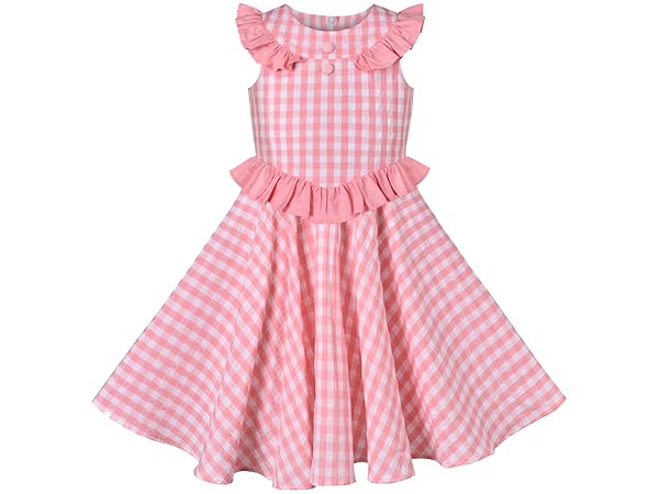 girls pink plaid dress