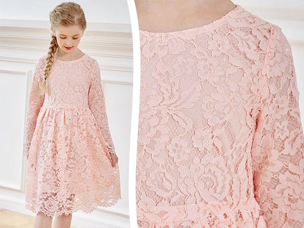 Girls Lace Dress Formal Flower Girl Wedding Party 