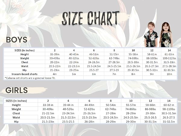 Boys &amp; Girls Size Chart