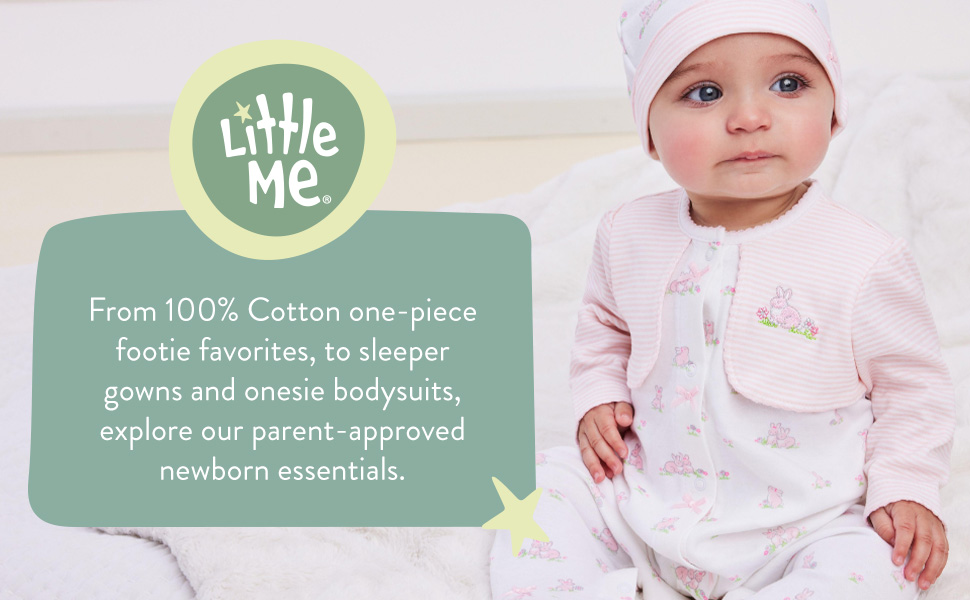 Little Me’s focuses on fabrics like soft cotton, terrycloth and velour for comfort and to allow babi