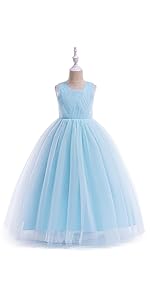 Light Blue Flower Girls Formal Dress for Tulle