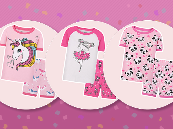 Girls Short Sleeve Pajamas Summer