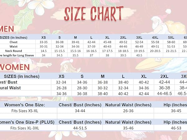 Men & Women Size Chart