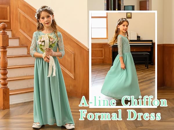 Girls Flower Lace Dress