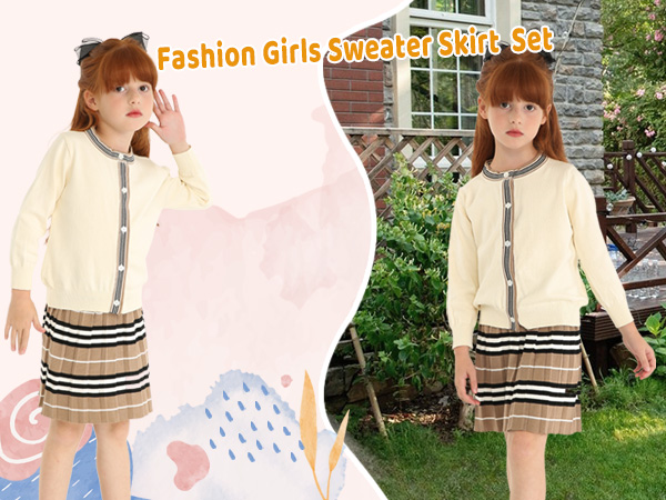 Fashion Girls Sweater Skirt Set