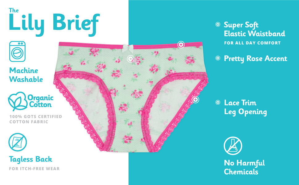 Lily Brief 100% Organic Cotton Underwear Infographic