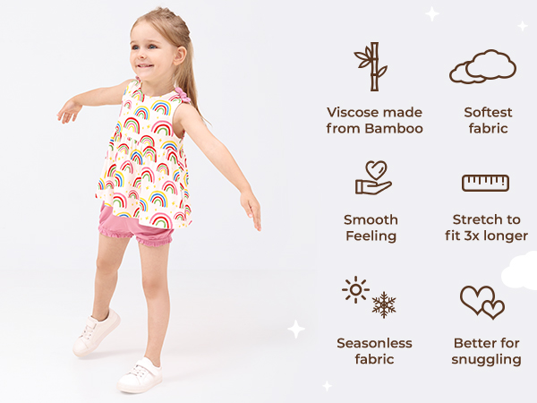 Toddler girl summer outfits set is breathable and smooth to wear. 