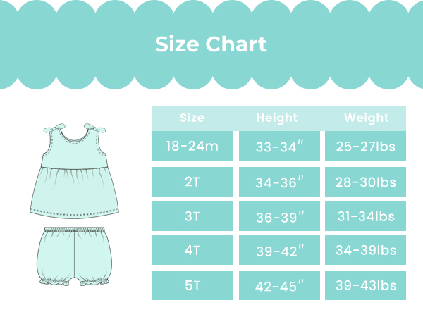 Toddler girl outfits sizes 18-24 months, 2T, 3T, 4T, 5T. 