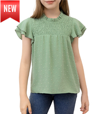 Girls Ruffle Trim Top