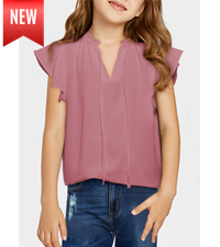 Girls Ruffle Sleeve Tops