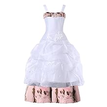 Pink Camo and Organza Wedding Party Dress for Girls