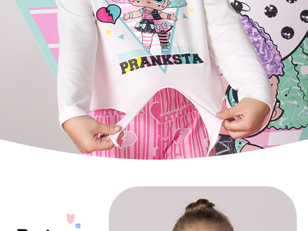 L.O.L. Surprise! Girls Outfits Tie Knot Long Sleeve Tee Top and Bell Bottom Flared Pants Set