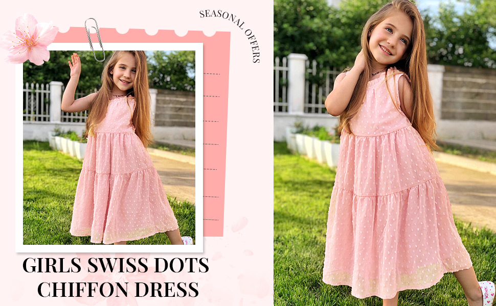 prime day girls chiffon swiss dots dress