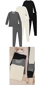 3 Sets Boys Waffle Thermal Underwear Set