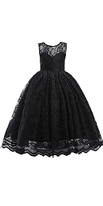 Holiday Flower Girls Lace Dresses 7568 Black