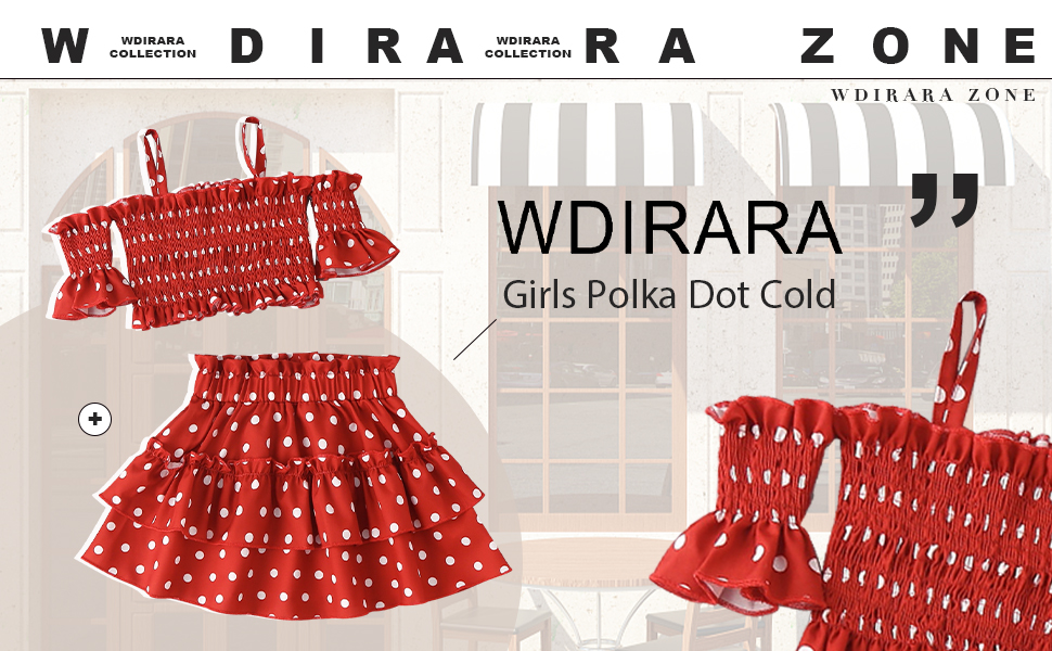 WDIRARA Girls Polka Dot Cold Shoulder Top & Skirt