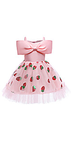 Girls Strawberry Sequin Lace Dress