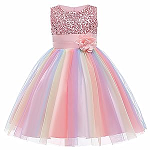 Flower Girls Sequin Rainbow Dress