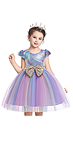 Girls Rainbow Lace Party Dress