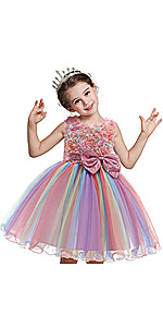 Girls Rainbow Tulle Dress